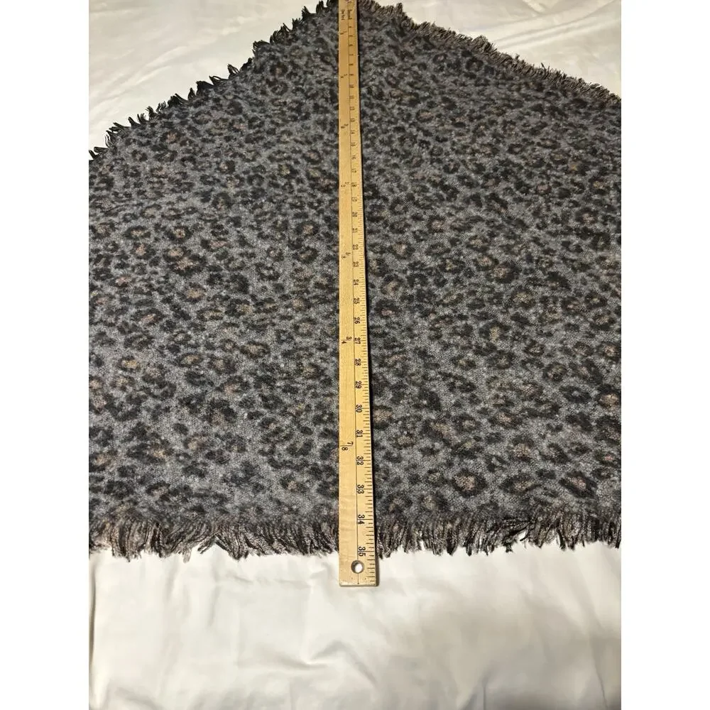 Sonoma Leopard Print Scarf Soft Fringe Cozy Wrap Gray Brown